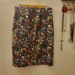Black Floral Pencil Skirt